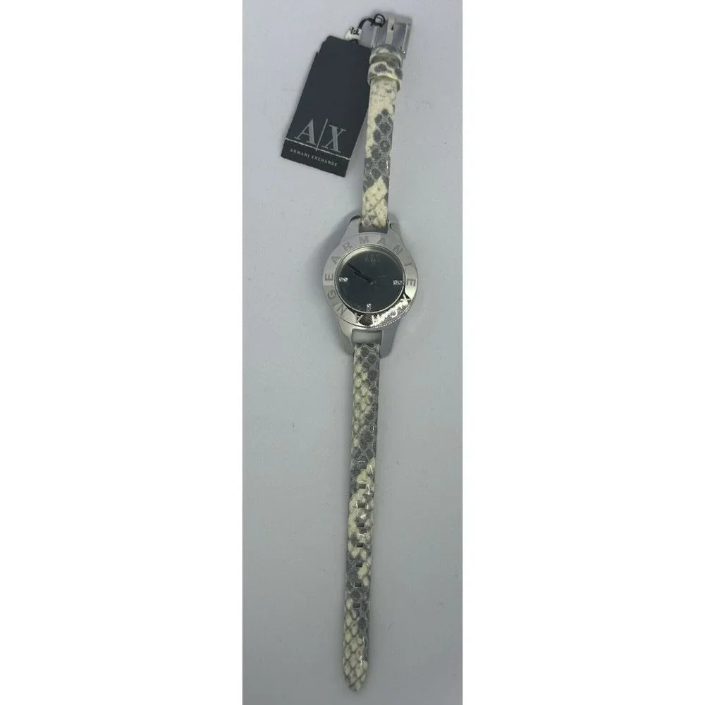 Armani Exchange NWT  Ladies New Battery Python Stamped‎ Leather Watch AX4128